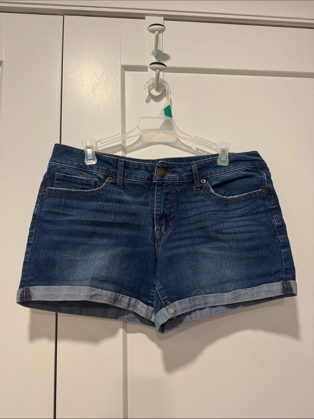 Time and Tru Dark Blue Rolled Hem Denim Shorts